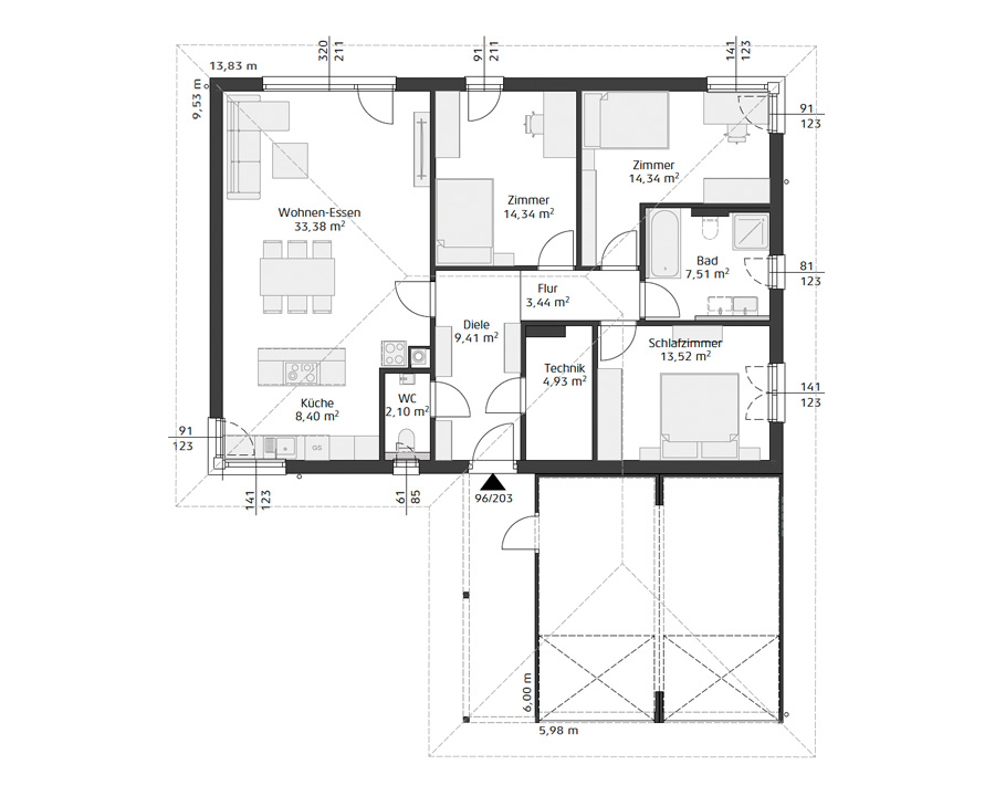 Grundriss des Bungalows Smart Edition 111 W