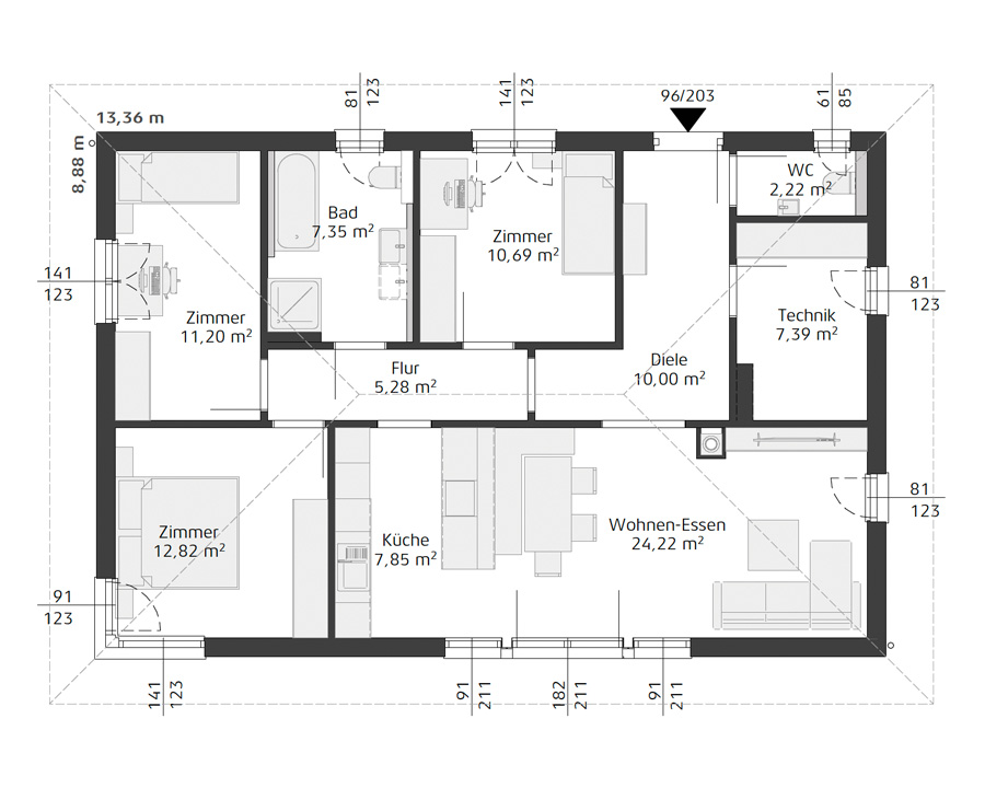 Grundriss des Bungalows Smart Edition 99 W